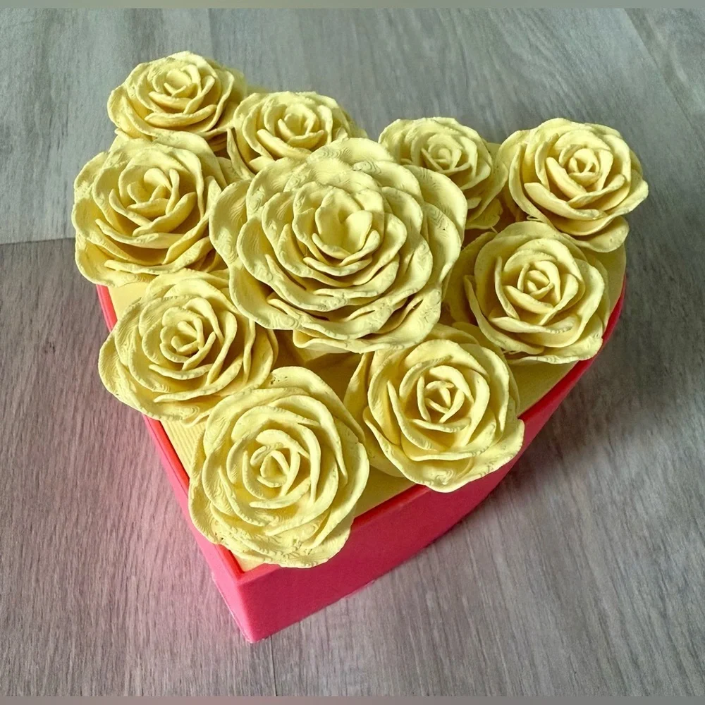 Roses Heart Container Valentine's Day 3D printed jewelry box gift